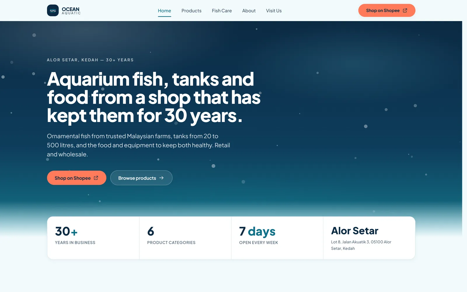 Ocean Aquatic website